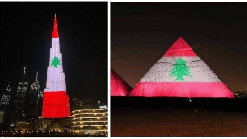 إضاءة برج خليفة وأهرامات الجيزة بـ