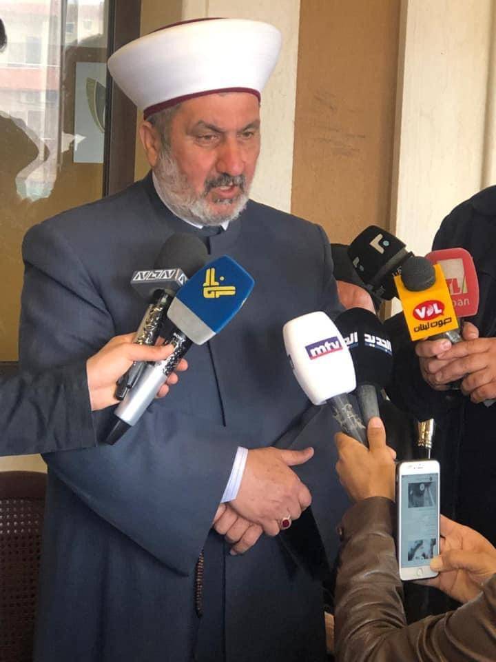 المفتي الصلح: ما حصل في جبيل يؤدي الى فتنة طائفية