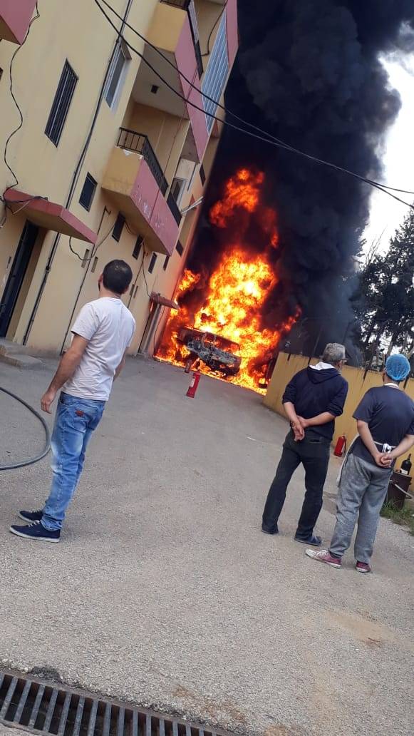 حريق بصهريج مازوت في برج العرب برقايل