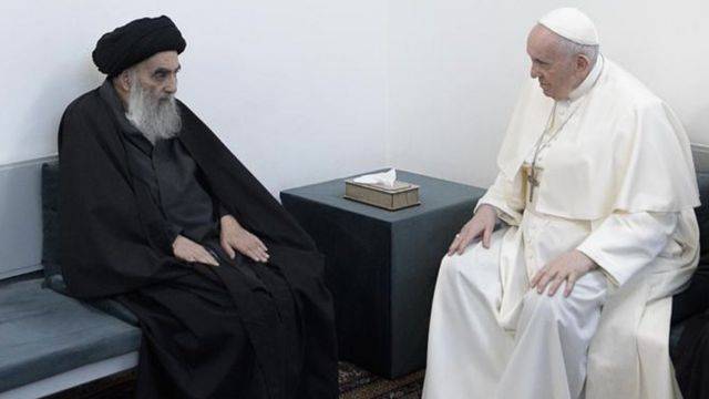 بالفيديو ..البابا يتحدث عن اللقاء مع السيد السيستاني