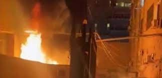 ‏ فوج إطفاء بيروت يعمل على إطفاء حريق في المصيطبة