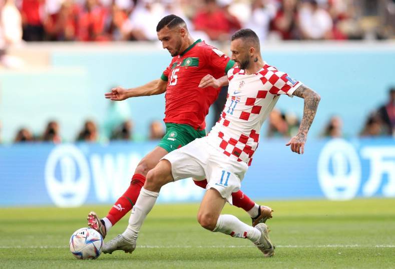 انتهاء الشوط الأول من المباراة بين كرواتيا والمغرب بالتعادل السلبي