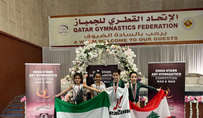 فوز 4 لبنانيات بميداليات عدة ببطولة نجوم الدوحة لأندية الجمباز