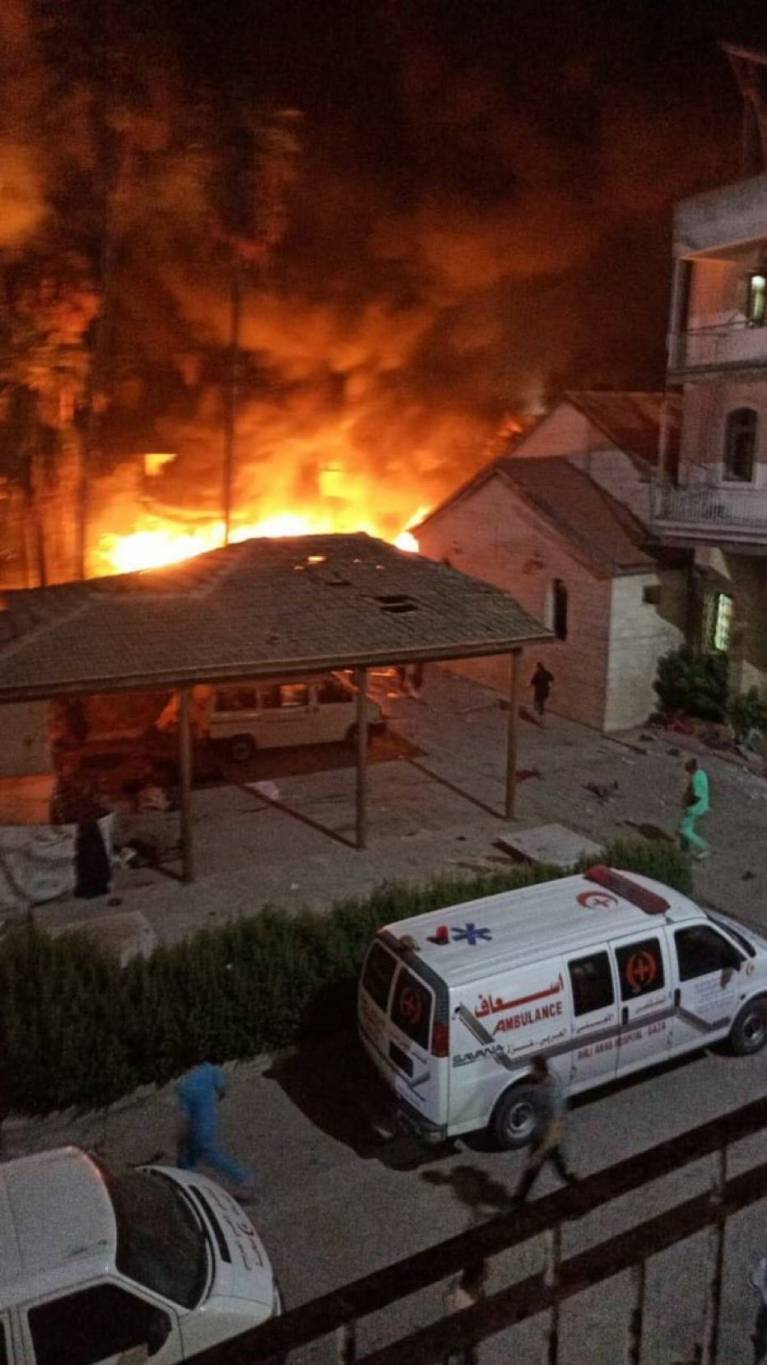 بالفيديو .. اللحظات الأولى لقصف المستشفى المعمداني وسط غزة