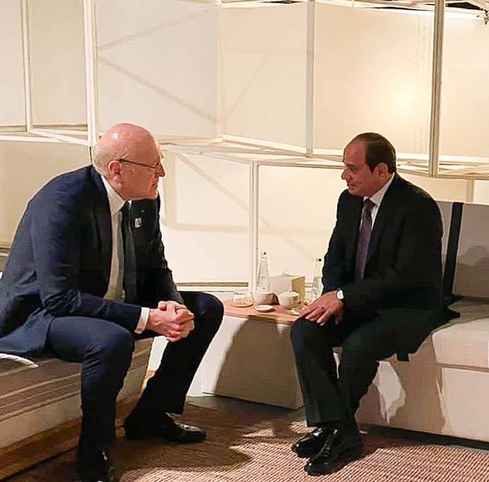 السيسي يبحث مع ميقاتي وضع لبنان وغزة والجهود المصرية ‏لوقف العدوان الاسرائيلي