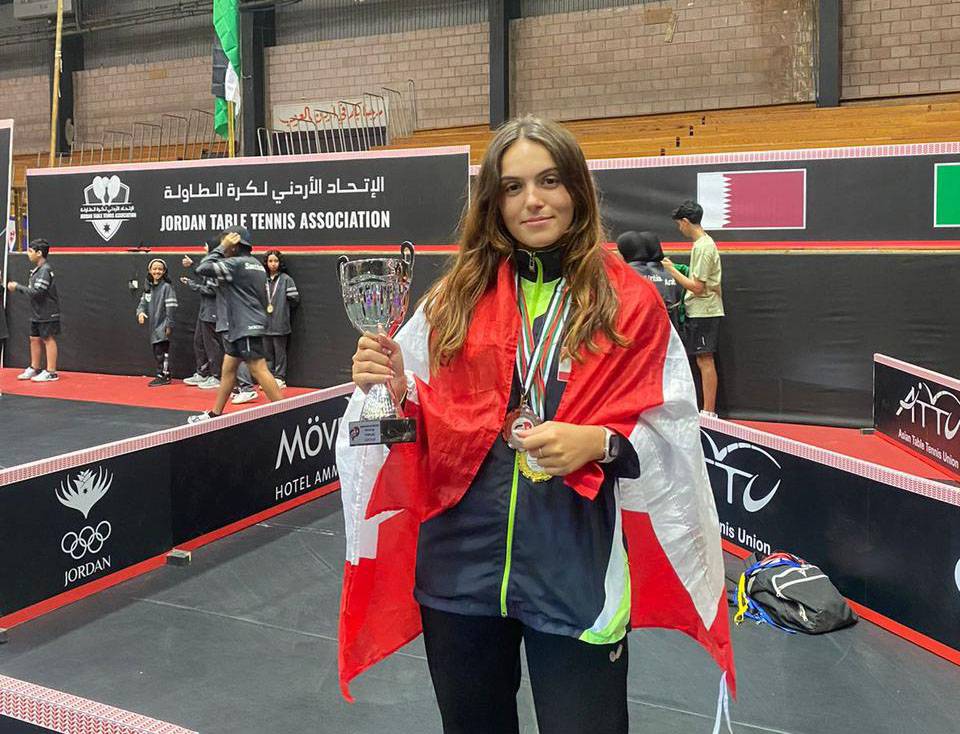 مريم الهبش تتألق في بطولة غرب آسيا بكرة الطاولة وتعود بذهبية وبرونزية