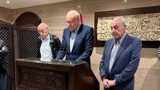 ميقاتي بعد لقائه بري وجنبلاط: ندين العدوان الإسرائيلي ومتمسكون بالقرار 1701