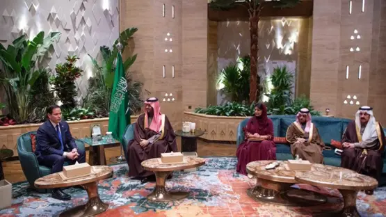 ولي العهد السعودي يبحث مع وزير الخارجية الأميركي الأوضاع الإقليمية والدولية