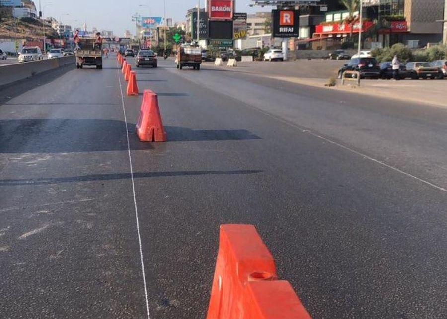 اشغال على اوتوستراد ⁧‫خلدة‬⁩ المسلك الغربي والسير سالك على مسربين
