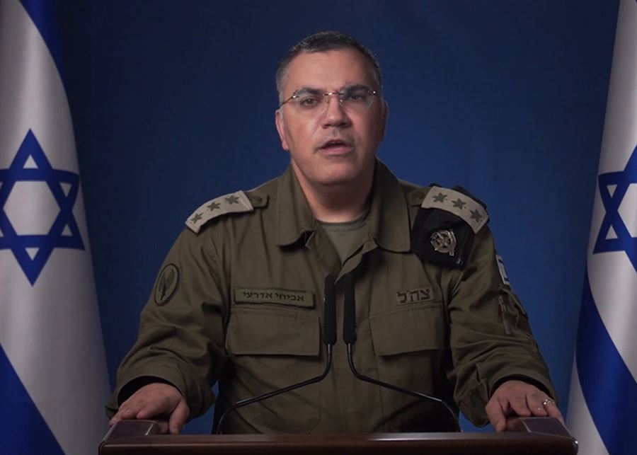 أدرعي عبر اكس: جيش الدفاع قضى على عنصر إرهابي في حزب الله في جنوب لبنان