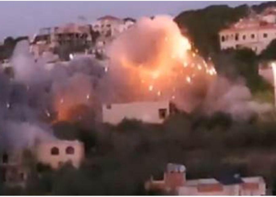 غارة اسرائيلية إستهدفت منزلا ضمن حي سكني في بلدة عيناثا - بنت جبيل