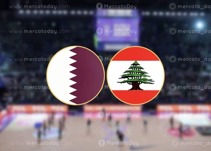 إنتهاء الشوط الأول من مباراة لبنان وقطر في تصفيات كأس العالم لكرة السلة بتقدم لبنان على قطر بنتيجة 38-35