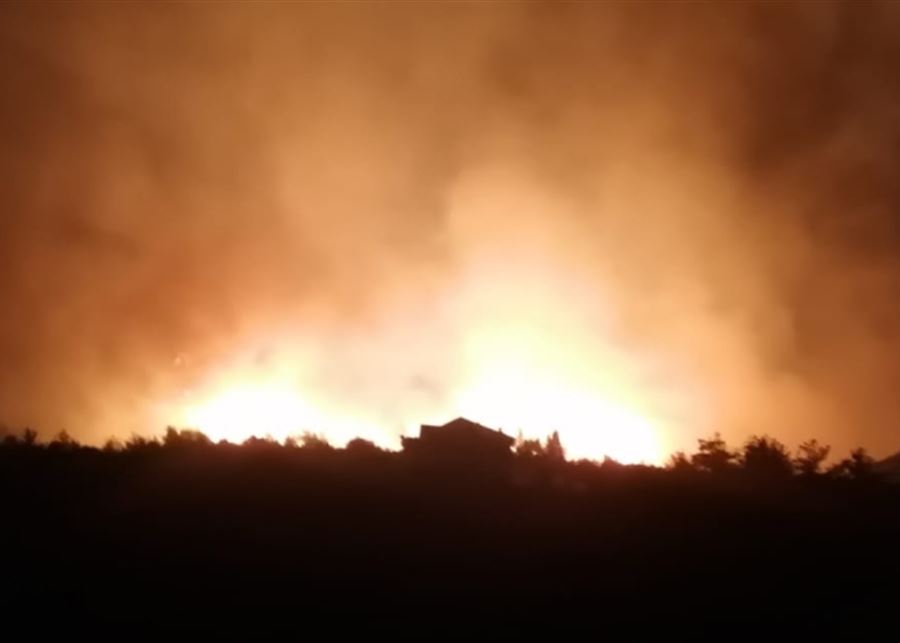 توسع رقعة الحريق في خراج بلدات المطلة والجليلية وتلة حصروت والزعرورية