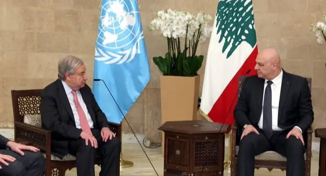 عون للأمين العام للأمم المتحدة : لوقف الاعتداءات وتحقيق وقف النار وغوتيريش : الوقت لم يعد للمجموعات المسلحة انه وقت الدولة القوية