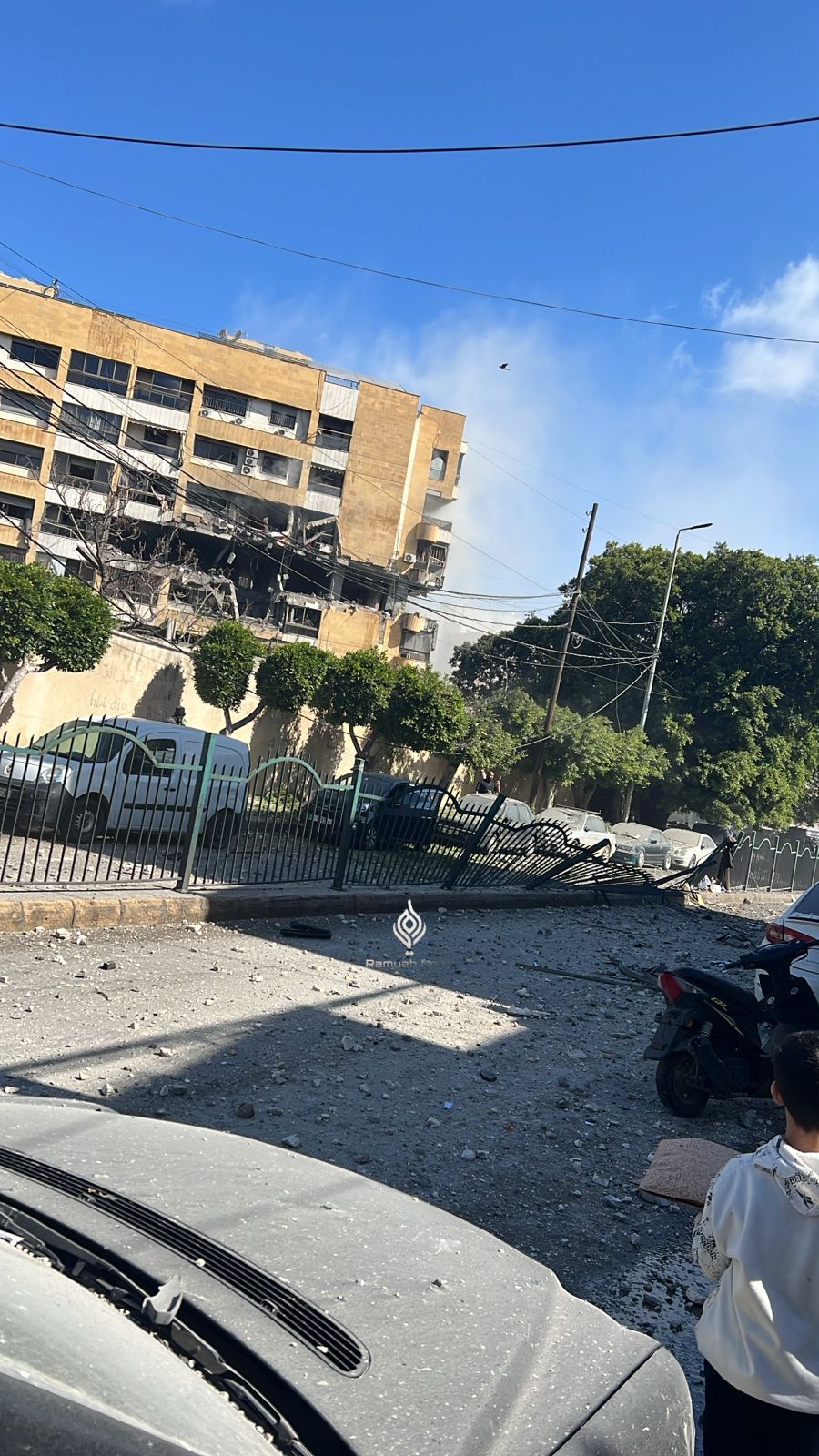 المبنى المستهدَف في منطقة الرحاب