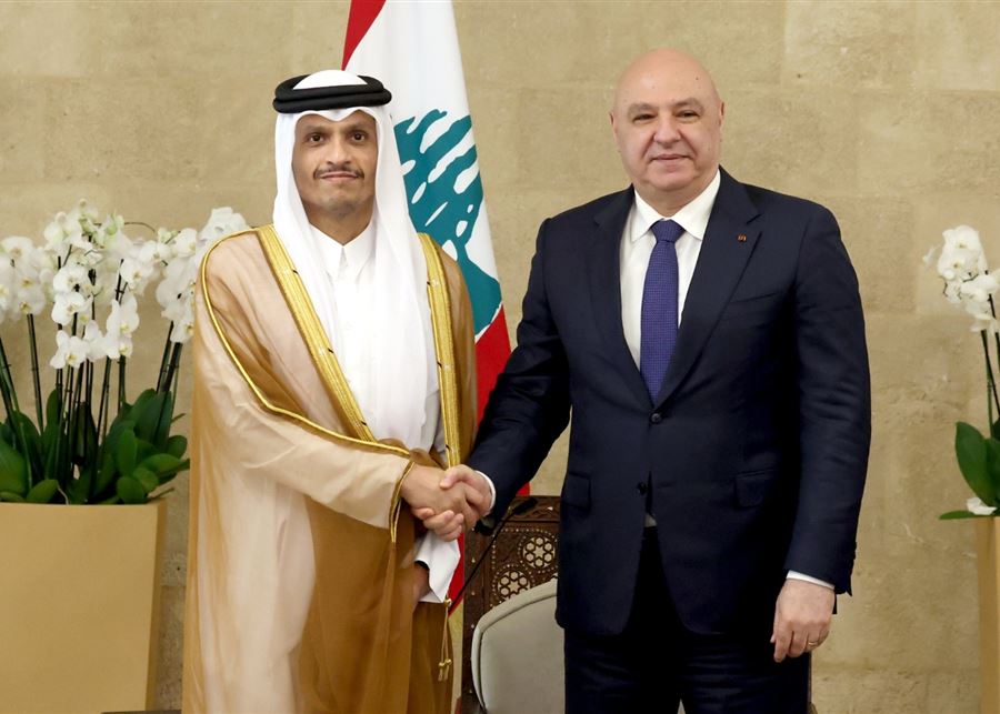 عون لرئيس الوزراء القطري: نثمّن جهود أمير قطر وندعو إلى مواصلة الضغط على إسرائيل