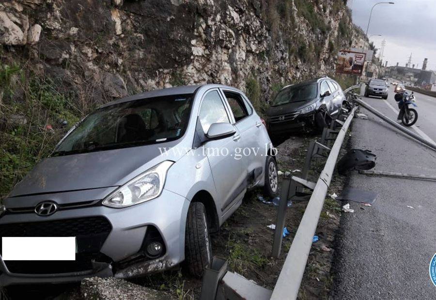 4 جرحى بحادث على اوتوستراد الجية